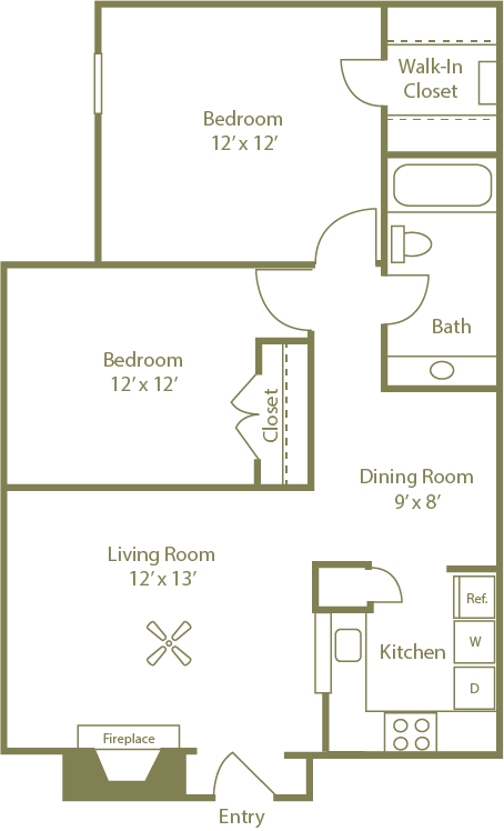 Arbor Glen floor plan 1 bedroom 1 bathroom